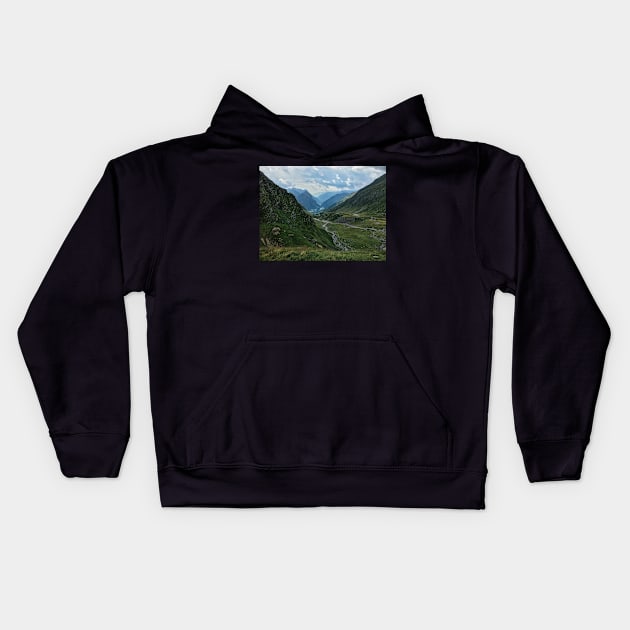 View on Beautiful Swiss Alpine Valley (Ticino, Switzerland) Kids Hoodie by visualspectrum